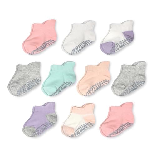 Fruit of the Loom Cotton Grip Socks for Baby and Toddler - Pink Pastel (4-5 Years) - Image 1