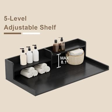 ChooChoo 2-Tier Washer Dryer Countertop with Adjustable Shelf, Spacious Laundry Room Storage for Folding Clothes and Efficient Organization, Black - Image 7