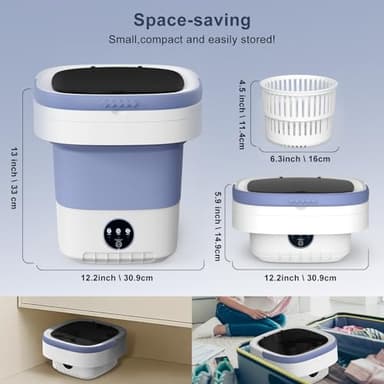 Portable Washing Machine, 12L Upgraded Mini Washing Machine With Spin Basket, Foldable Washer Cleaning for Underwear, Baby Clothes Socks and Small Items, Small Washer for Apartments, Dorm,RV (Purple) - Image 2