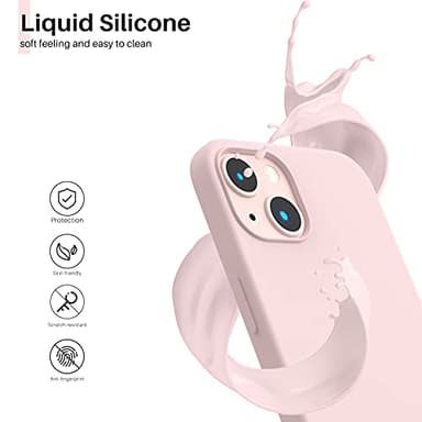 ORNARTO Compatible with iPhone 13 Case 6.1, Slim Liquid Silicone 3 Layers Full Covered Soft Gel Rubber Phone Case Protective Cover 6.1 Inch-Chalk Pink - Image 3