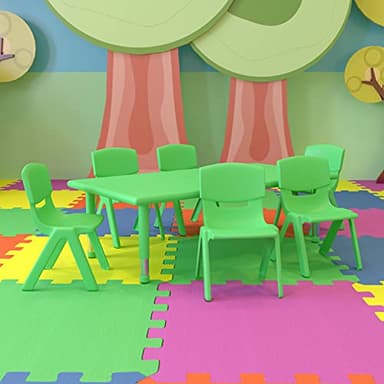 Flash Furniture Rectangular Activity Table Set, 24"W x 48"D x 14.50" - 23.75"H, Green - Image 2