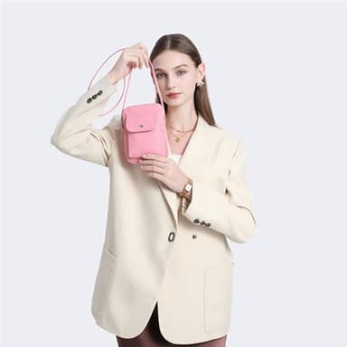YONBEN nylon Crossbody Lanyard Mobile Phone Bag Stylish Accessory With Adjustable Strap (Nylon/Pink) - Image 6