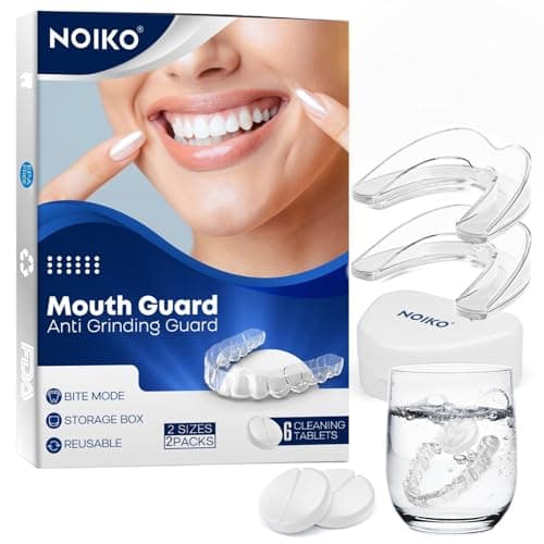 NOIKO Mouth Guard for Grinding Teeth at Night, Mouth Guard for Clenching Teeth at Night Upgraded Material, Night Guards for Teeth Grinding, Anti Grinding Guard for Adult with 6 Cleaning Tablets - Image 1