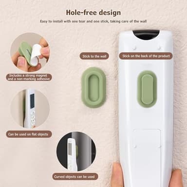 XYOFUN Magnetic Remote Control Holder Wall Mount - 4 Pcs No Drill Self-Adhesive Organizer for Air Conditioner & TV Remotes, Storage Caddy for Televisions Backside - Multicolor - Image 7