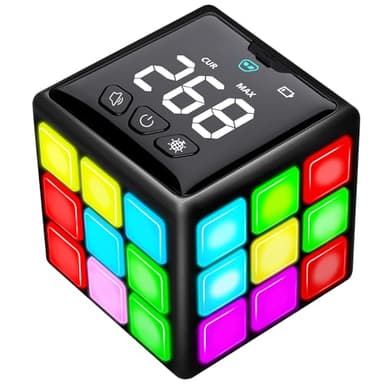 Xinbeiya Rechargeable Game Handheld Cube - 15 Fun Brain & Memory Game with Score Screen - Christmas Easter Birthday Gifts for Boys Girls Ages 6-12+ Years Old - Toy Gift Idea for Kids Teens (Black) - Image 1