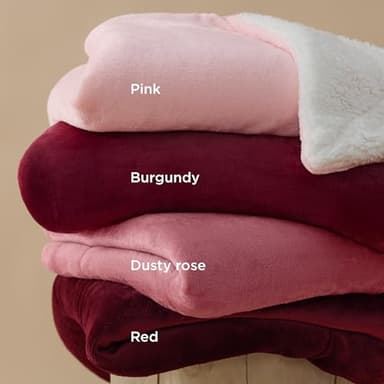 Bedsure GentleSoft Sherpa Fleece Blankets Queen Size for Bed - Thick and Warm, Soft Fuzzy Plush Queen Christmas Blanket for Winter, Burgundy, 90x90 Inches - Image 6