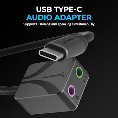 SABRENT USB to 3.5mm Jack Audio Adapter, USB to Headphone Jack Adapter Sound Card, Upgrade to 24-Bit 96Khz for a deep Sound Quality (AU-UCMA) - Image 2