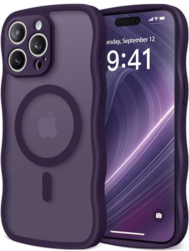 CAPRARO Cute for iPhone 15 Pro Max Case, Compatible with MagSafe, [Curly Wave Edge] [Full Camera Protection] [14 FT Drop Shockproof Protection] Magnetic Phone Case for 15 Pro Max 6.7 Inch, Deep Purple - Image 1