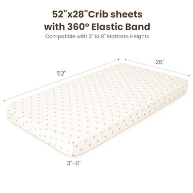 Konssy Muslin Crib Sheets for Boys, Soft Cotton Neutral Baby Sheets for Standard Crib Mattress 2 Pack, 52"x28" (Camel, Sun) - Image 4