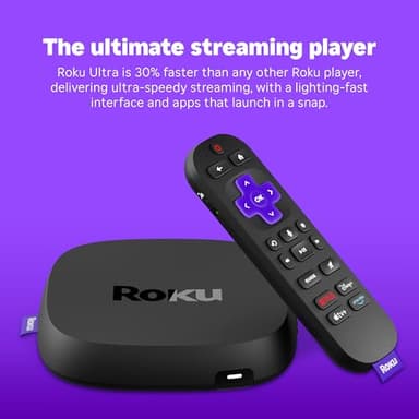 Roku Ultra - Ultimate Streaming Player - 4K Streaming Device for TV with HDR10+, Dolby Vision & Atmos - Bluetooth & Wi-Fi 6- Rechargeable Voice Remote Pro with Backlit Buttons - Free & Live TV - Image 2
