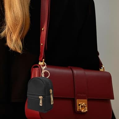 LYDZTION 3Pcs Mini Backpack Cute Cosmetic Bag for Women,PU Leather Makeup Bag Key Pocket Lipstick Bag Card Holder Data Cable Organizer Zipper Pouch,Black Beige Pink - Image 5