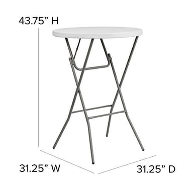 Flash Furniture 32" Round Folding Bar Height Tables for Parties and Commercial Events, Indoor/Outdoor Plastic Bar Height Folding Tables, Set of 4, White - Image 2