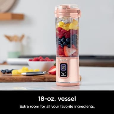 Ninja BC155PS Blast Two-Pack Portable Blender, Cordless, 18oz. Vessel, Personal Blender-for Shakes & Smoothies, BPA Free, Leakproof-Lid & Sip Spout, Rechargeable, Dishwasher Safe Parts, Peach & Stone - Image 3