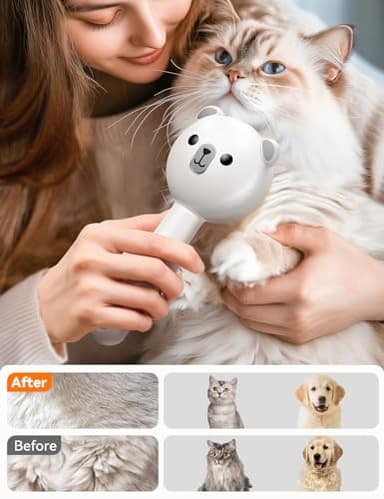 Cat Steam Brush, Brushes for Indoor Cats with Release Button, Dual Speed Spray USB Rechargeable Grooming Supplies, Cat Brush for Shedding Suitable for All Long-haired and Short-haired Pets - Image 8