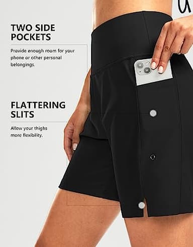 G Gradual Women's 7" Long Swim Board Shorts High Waisted Quick Dry Beach Swimming Shorts for Women with Liner Pockets(Black,XL) - Image 5