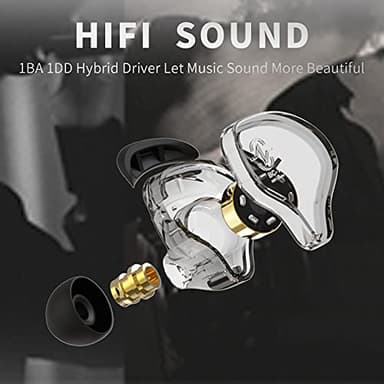 CCZ Melody 1DD 1BA Drivers Wired Earphones, Gaming Earbuds with Microphones, Wired in ear Headphones with Comfortable Ear fins 4N OFC Cable, iems for Gaming PC Laptop Computer (Red, with microphone) - Image 5