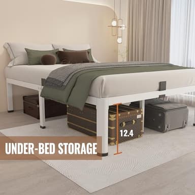 MAF 14 Inch Twin Metal Platform Bed Frame White with Round Corner Legs, 3000 LBS Heavy Duty Steel Slats Support, Noise Free, No Box Spring Needed, Easy Assembly - Image 6