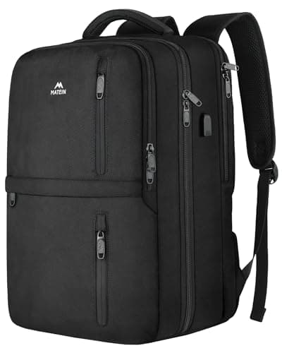 MATEIN Extra Large 45L Travel Laptop Backpack, Airline Approved Carry on Backpack with USB Port & Shoe Compartment, Water Resistant Luggage College Overnight Weekender Travel Bag Fit 18" Laptop, Black - Image 1