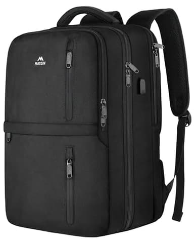 MATEIN Extra Large 45L Travel Laptop Backpack, Airline Approved Carry on Backpack with USB Port & Shoe Compartment, Water Resistant Luggage College Overnight Weekender Travel Bag Fit 18" Laptop, Black - Image 1
