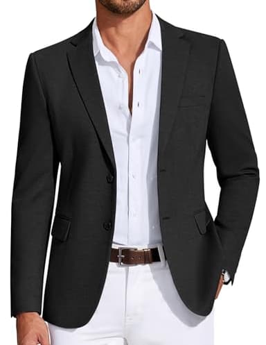 COOFANDY Men’s Sport Jacket Regular Fit Travel Blazer Wrinkle Free Stretch Suit Coat Black, XL - Image 1
