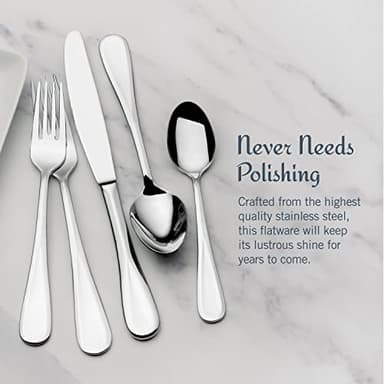 Mikasa Bravo 65-Piece Flatware Set for 12, 18/10 Stainless Steel Silverware with Full Service, Includes Forks, Knives, Spoons, and Serving Utensils - Image 6