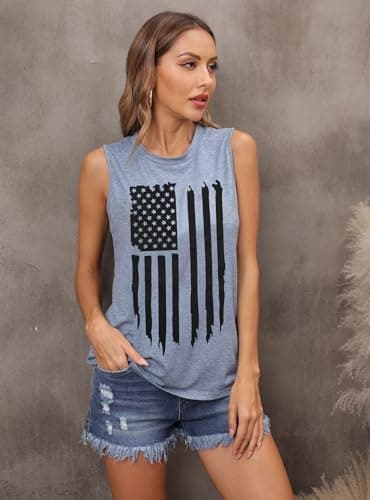IRISGOD Womens Tank Tops Loose Fit Summer Cute Graphic Sleeveless Shirts Workout Basic Tunic - Image 2