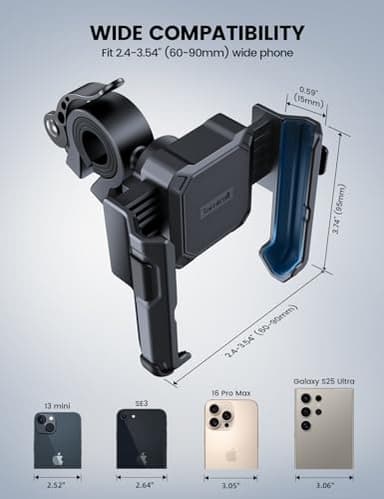 Lamicall Motorcycle Bike Phone Mount - [No Block Camera] [1s Lock] Bike Cell Phone Holder Clamp, Bicycle Scooter Handlebar Clip, for iPhone 17 16 15 14 Pro Max, Galaxy S25 S24 Ultra, 4.7-7" Phones - Image 5