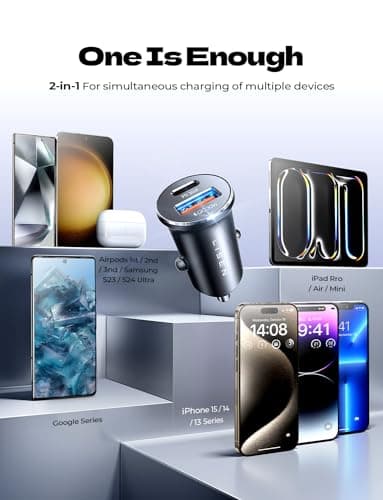 LISEN 95W USB C Fast Car Charger, Dual Port PD 65W Car Charger USB C Fast Charging, Cigarette Lighter Adapter All Metal Fast Charger for iPhone 16 Pro Max 15 14 iPad Samsung Galaxy, Black - Image 5