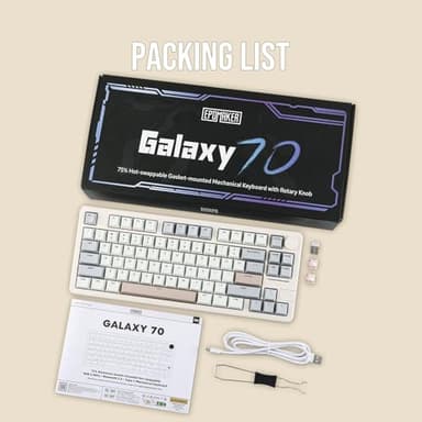 EPOMAKER Galaxy70 Wireless Gaming Keyboard, 75% Aluminium Mechanical Keyboard, Bluetooth 5.0/2.4GHz/USB-C Wired, Programmable, Hot Swappable, for PC/Mac/Office/Gaming (White, Petal Switch) - Image 8