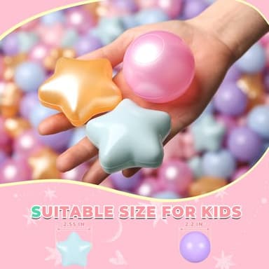 TRENDPLAY Star Ball Pit Balls 200 for Toddlers - Purple Ball Pit Ball Shapes for Boys Girls Fun, Birthday Party, Christmas Decoration, Pearl Mermaid Colors - Image 4