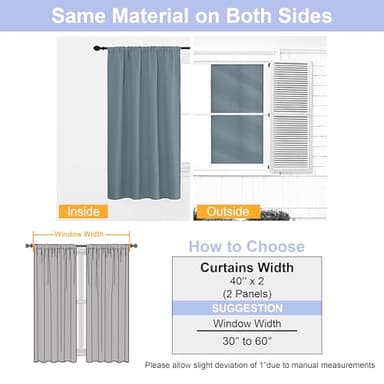 Simplebrand Ava Stone Blue Blackout Curtains for Bedroom 84 Inch Length 2 Panels Set, Solid Thermal Insulated Privacy Living Room Window Treatment Curtains Blackout Drapes, W40 x L84 Inch, Stone Blue - Image 8