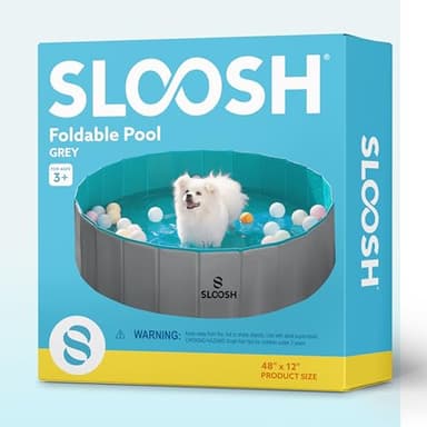 SLOOSH Foldable Dog Kiddie Pool - Portable Hard Plastic Doggie Swimming Pool, Anti-Slip Collapsible Pets Bath Tub Suitable for Kids Indoor Outdoor Backyard Use (48" x 12", Grey) - Image 8