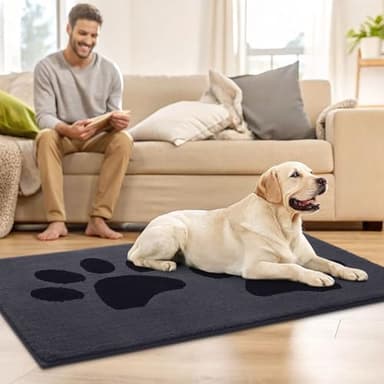Buganda Dog Door Mat for Muddy Paws, Absorbent Dirt Trapper Washable Indoor Doormats, Non Slip Low-Profile Mud Mat for Dogs, Front Entrance Doormat for Inside Floor (30x20 Inches, Black) - Image 8