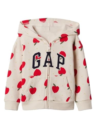 GAP Baby Girls Logo Full Zip Hoodie Hooded Sweatshirt, Ivory Frost, 4YRS - Image 1