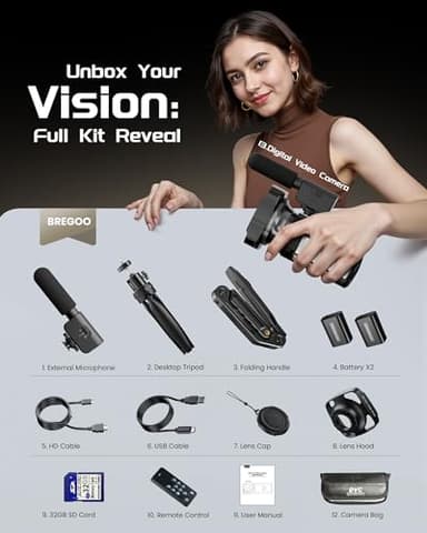 5K Video Camera Camcorder, UHD 64MP Vlogging Camera for YouTube with 3" 270° Rotatable Touch Screen, Digital Camera with IR Night Vision, 16X Zoom/WiFi/Webcam/HD/32GB Card/2 Batteries/Microphone - Image 8