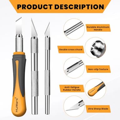 MulWark Exacto Knife Set | Craft Knife Kit | 16pc Precision Craft Hobby Kit with Razor Sharp Knives for Wood, Crafting, Leather, Scrapbooking & Modeling - Image 5