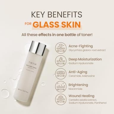 TIRTIR Milk Skin Rice Toner | Deep Moisturizing, Hydrating Toner for face, Niacinamide, Ceramide, Rice Bran Extract, Nature-Oriented Ingredients for Korean Skin Care, Vegan, 5.07 fl.oz. - Image 7