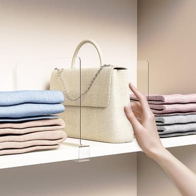 Ginbel Direct 12 Pack Closet Shelf Dividers Organizer Purse Clothes Organization Acrylic Clear Tall Divider Separators for Wood Wire Thick Shelves Kitchen Office Bookshelf Storage Handbags Bag Sweater - Image 4