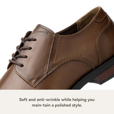 Mens Formal Oxford Dress Shoes, Lace Up Business Derby Shoes with Comfortable Lining Brown - Image 4