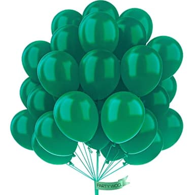 PartyWoo Dark Green Balloons 50 pcs 12 Inch Pearl Hunter Emerald Forest Green Balloons for Baby Shower Graduation Christmas Jungle Safari Birthday Party Decorations Green-Z01 - Image 1