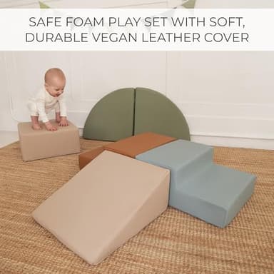 ZICOTO Fun Climbing Toy Set for Toddlers Aged 1-3 - Incl. Crawl Through Tunnel & PU-Leather Climbing Blocks for Unlimited Indoor Fun - Perfect Foam Play Gym for Baby/Kids to Safely Learn New Skills - Image 7