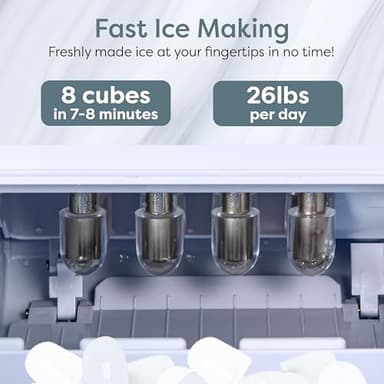 Igloo Self-Cleaning Countertop Ice Maker - Compact and Portable - Creates 26 lbs. Per Day, 8 Pieces Ready Every 7-8 Minutes - Includes Ice Scoop and Basket - White - Image 3