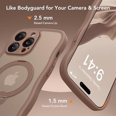 GolbinBox for iPhone 14 Pro Max Case for Women,[Compatible with Magsafe][360° Spin Magnetic Stand][Cute Wave Edge][Military-Grade Protection] Translucent Matte Phone Case for iPhone 14 ProMax, Brown - Image 7