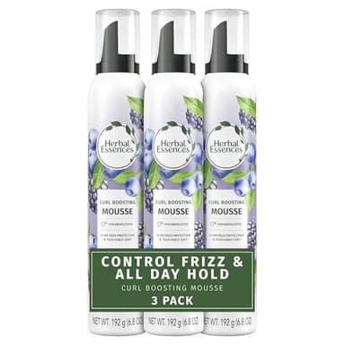 Herbal Essences Curl Boosting Mousse, Frizz Control for Curly & Wavy Hair, Long-Lasting Hold with Berry Scent, Paraben & Dye-Free, Cruelty-Free, 6.8 Fl Oz Each, 3 Pack - Image 1