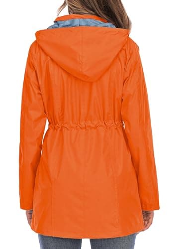 Kikibell Rain Jacket for Women Packable Windbreaker for Travel Orange Jackets Coat Women Lined Raincoat - Image 8