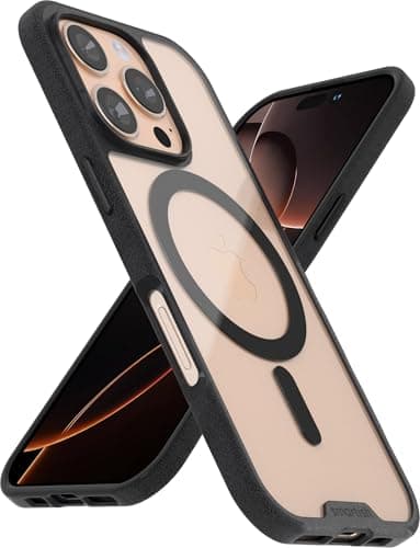 Smartish® iPhone 16 Pro Magnetic Case - Gripmunk Compatible with MagSafe [Lightweight + Protective] Slim & Thin Grip Cover with Microfiber Lining for Apple iPhone 16 Pro - Clearly Black - Image 1