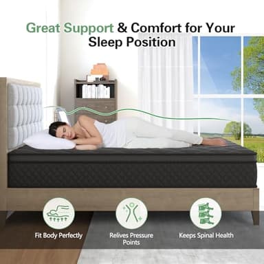 VISCOUNTESS King Hybrid Mattress, 14 Inch Medium Mattress Euro Top for Back & Lumbar Support, 100 Night Trial, Individual Pocket Spring Bed for Motion Isolation & Pressure Relief - Image 3