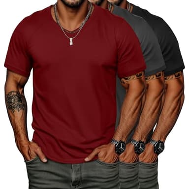Neer 3 Pack Men's Big and Tall V Neck T-Shirts M-7X, Short Sleeve Raglan Tops Casual Regular Summer Basic Tees(Black, Red, Gray,4X-Large) - Image 7