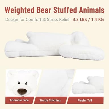 Niuniu Daddy 20" | 3.3 Pound Polar Bear Weighted Stuffed Animals, Large White Bear Plush Toy Pillow with Fluffy Fur for Kids Adults Teens Cute Stuffy Animal for Valentine Christmas Birthday Gift - Image 8