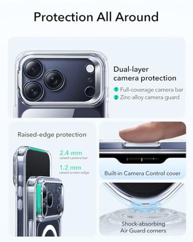 ESR for iPhone 17 Pro Max Case with Stash Stand, Camera Control Cover Compatible with MagSafe, Military-Grade Drop Protection Phone Case for iPhone 17 Pro Max, Scratch-Resistant Back Cover, Clear - Image 3